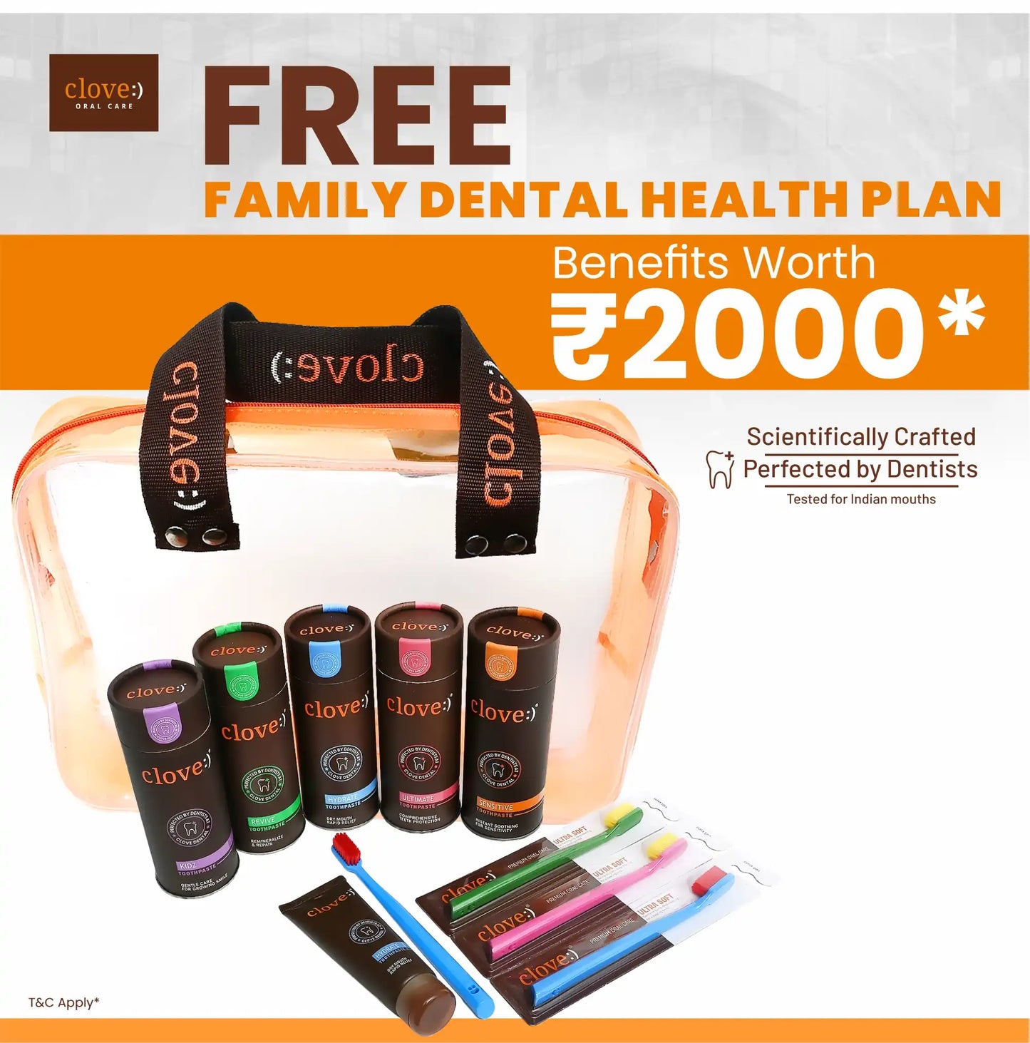 Free family dental health plan benefits with clove family smile hamper 