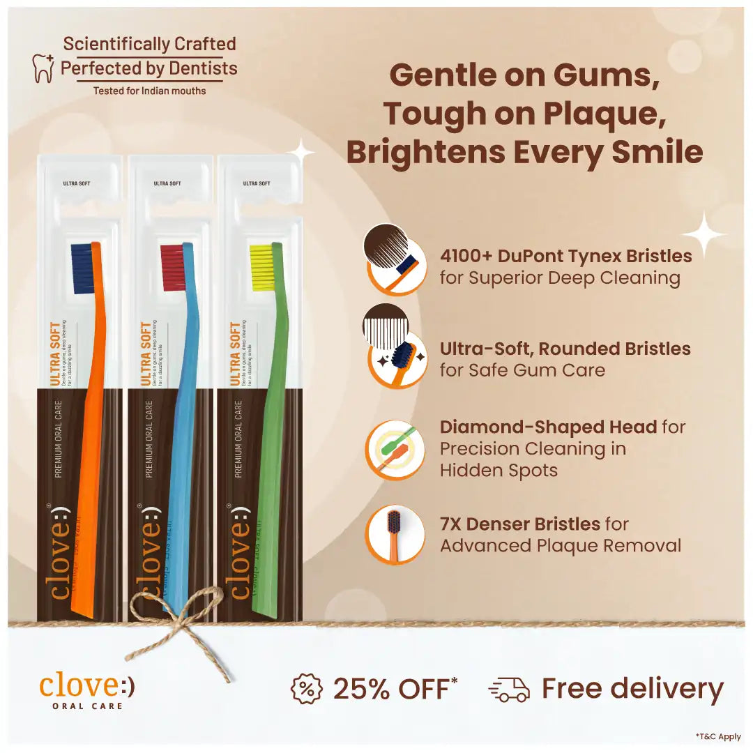 Clove Ultra Soft Toothbrush (Pack of 3) India