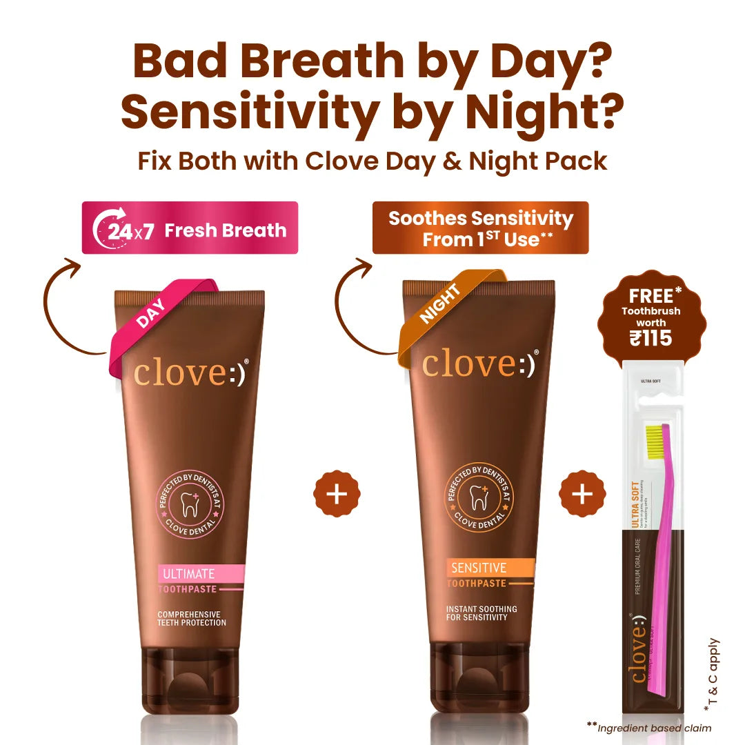 bad breath by day and sensitivity by night, fix both with clove pack day and night