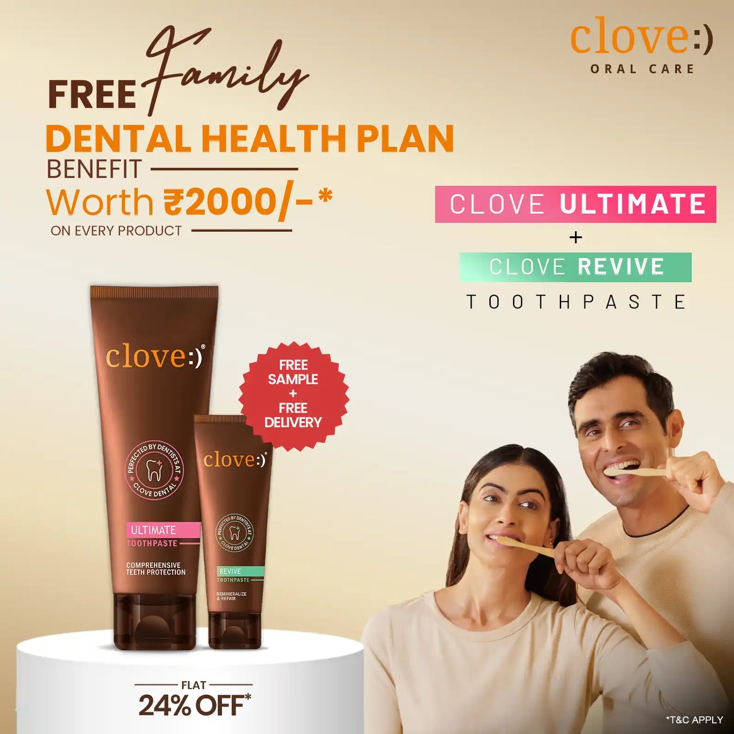 clove ultimate + Clove revive toothpaste, free family dental health plan benefit