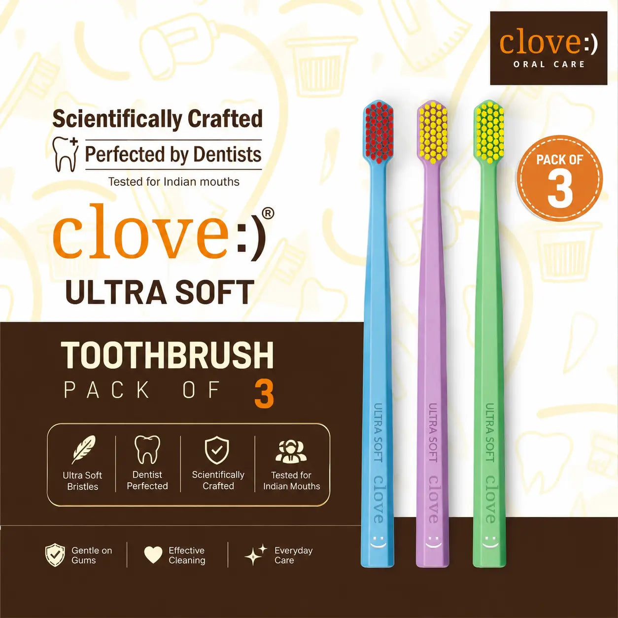 clove ultra-soft toothbrush pack of 3